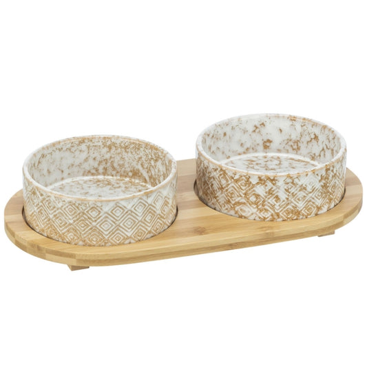 Trixie bowl set, ceramic/bamboo